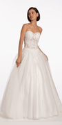 Sweetheart Embroidered Corset Ballgown with Heat Set Stones - Camille La Vie
