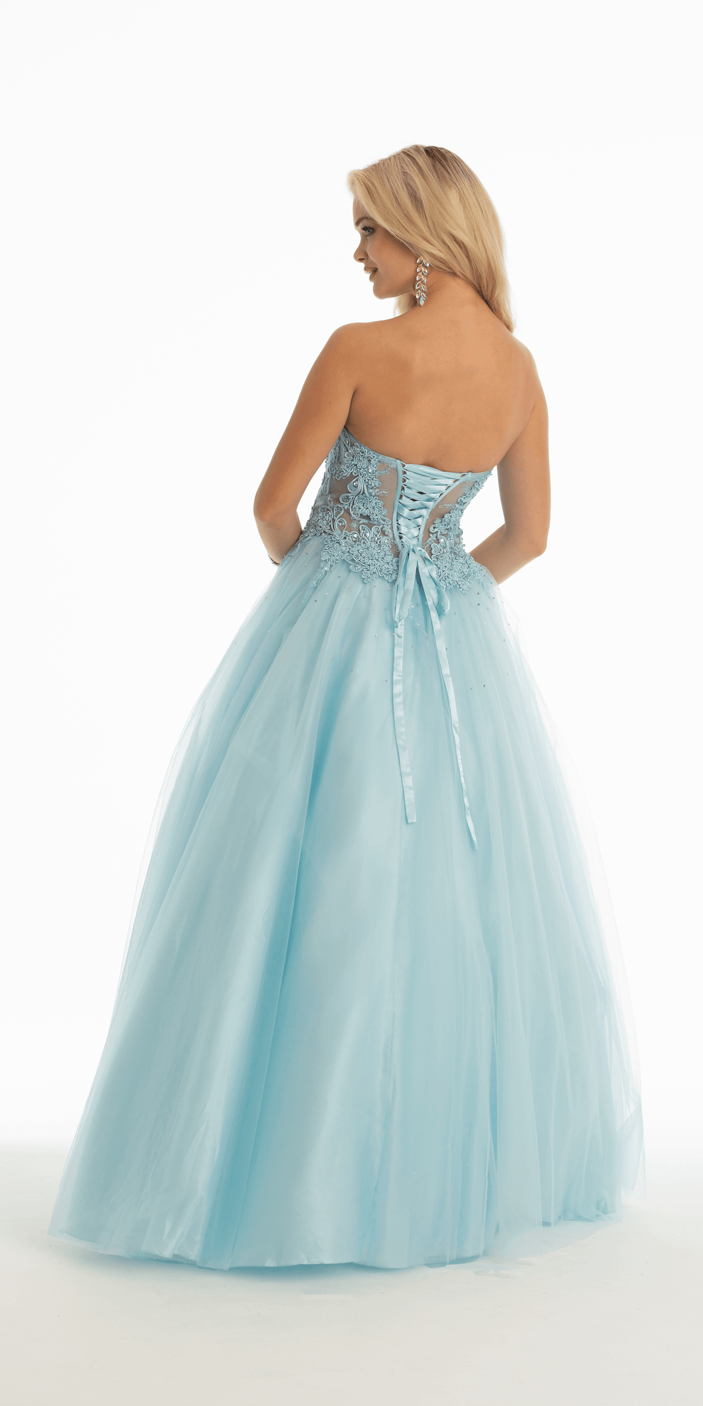 Sweetheart Embroidered Corset Ballgown with Heat Set Stones - Camille La Vie