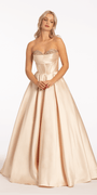 Pleated Mikado Beaded Ballgown with Pockets - Camille La Vie