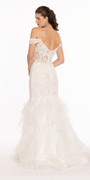Off the Shoulder Lace Applique Corset Mermaid Dress - Camille La Vie