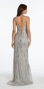 Mesh Metallic Embroidered Sweetheart Column Dress - Camille La Vie