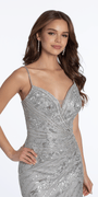 Mesh Metallic Embroidered Sweetheart Column Dress - Camille La Vie