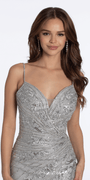 Mesh Metallic Embroidered Sweetheart Column Dress - Camille La Vie