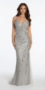 Mesh Metallic Embroidered Sweetheart Column Dress - Camille La Vie