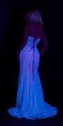 Glitter Glow in the Dark Swirl Sweetheart Corset Mermaid Dress with Godets - Camille La Vie