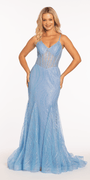 Glitter Glow in the Dark Swirl Sweetheart Corset Mermaid Dress with Godets - Camille La Vie