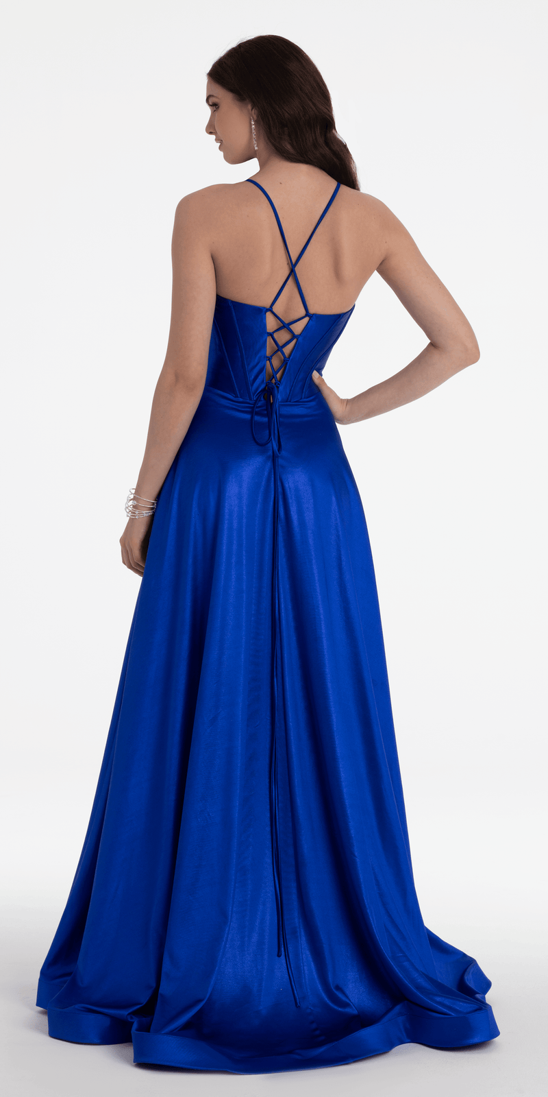Twist Bodice Satin Corset Ballgown - Camille La Vie