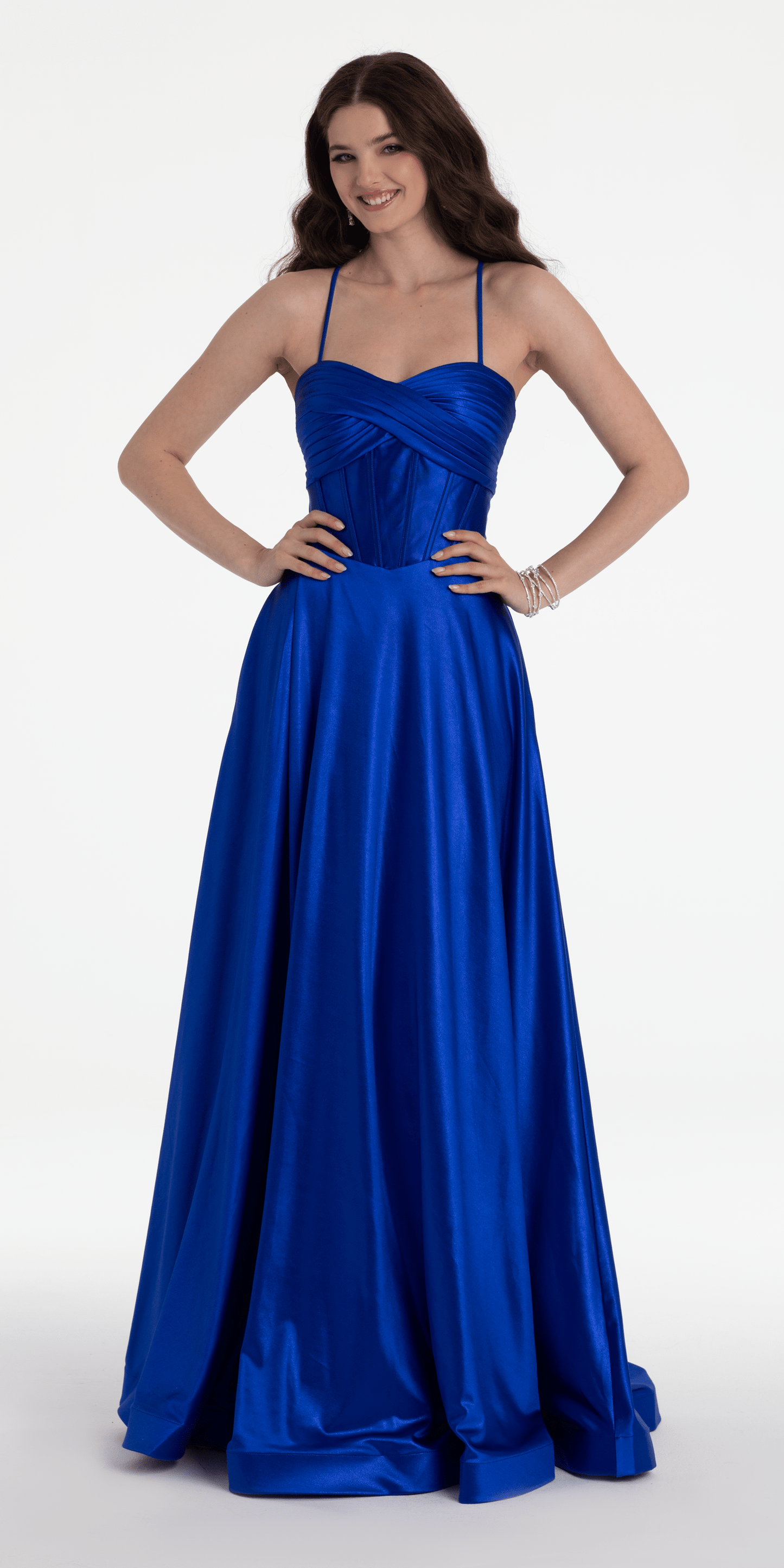 Twist Bodice Satin Corset Ballgown - Camille La Vie