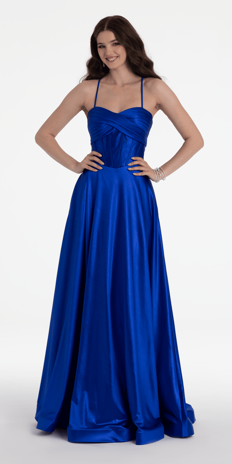 Twist Bodice Satin Corset Ballgown - Camille La Vie
