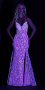 Glow in the Dark Plunging Mesh Glitter Daisy Trumpet Dress - Camille La Vie