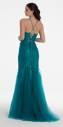 Strappy Lace Up Back Keyhole Embroidered Mermaid Dress - Camille La Vie