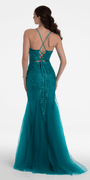 Strappy Lace Up Back Keyhole Embroidered Mermaid Dress - Camille La Vie