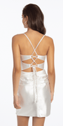 Double Lace Up Pleated Foil Bodycon Dress - Camille La Vie