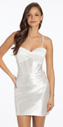 Double Lace Up Pleated Foil Bodycon Dress - Camille La Vie