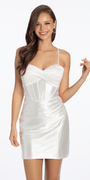 Double Lace Up Pleated Foil Bodycon Dress - Camille La Vie