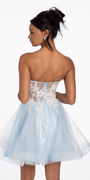 Strapless Pearl Embellished Corset Glitter Fit and Flare Dress - Camille La Vie