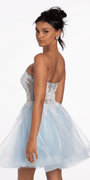 Strapless Pearl Embellished Corset Glitter Fit and Flare Dress - Camille La Vie