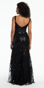 Mesh Sequin Sweetheart Column Dress with Taffeta Waist Bow - Camille La Vie