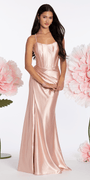 Strappy Back Satin Column Corset Dress with Side Slit - Camille La Vie