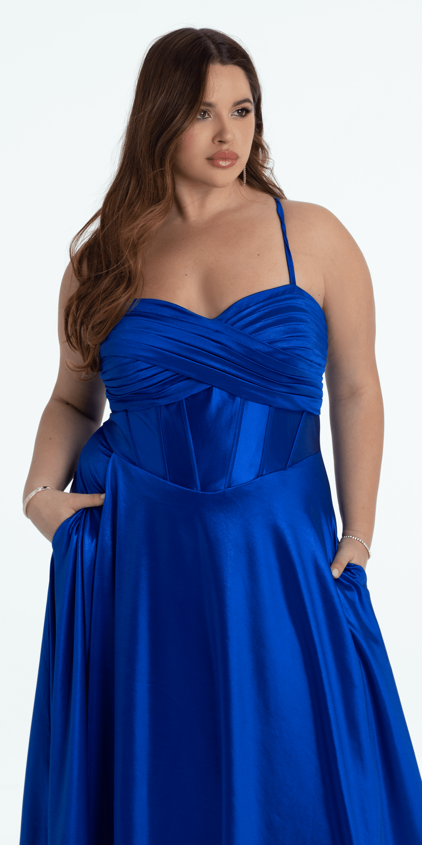 Twist Bodice Satin Corset Ballgown - Camille La Vie