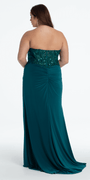 Strapless Embellished Drape Corset Jersey Column Dress - Camille La Vie
