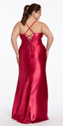 Camille La Vie Scoop Sateen Corset Trumpet Dress with Side Slit