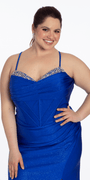 Glitter Stretch Sweetheart Corset Column Dress with Rhinestones - Camille La Vie