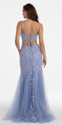 Plunging Pearl Corset Embellished Keyhole Back Dress - Camille La Vie