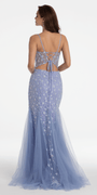 Plunging Pearl Corset Embellished Keyhole Back Dress - Camille La Vie