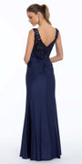 Deep V Beaded Column Dress with Slit - Camille La Vie