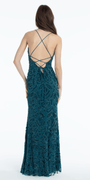Sweetheart Mesh Scroll Beaded Column Dress with Side Slit - Camille La Vie