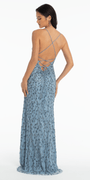 Sweetheart Strappy Back Vine Beaded Mesh Column Dress - Camille La Vie