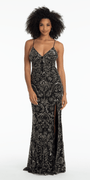 Strappy Back Mesh Sweetheart Beaded Column Dress - Camille La Vie
