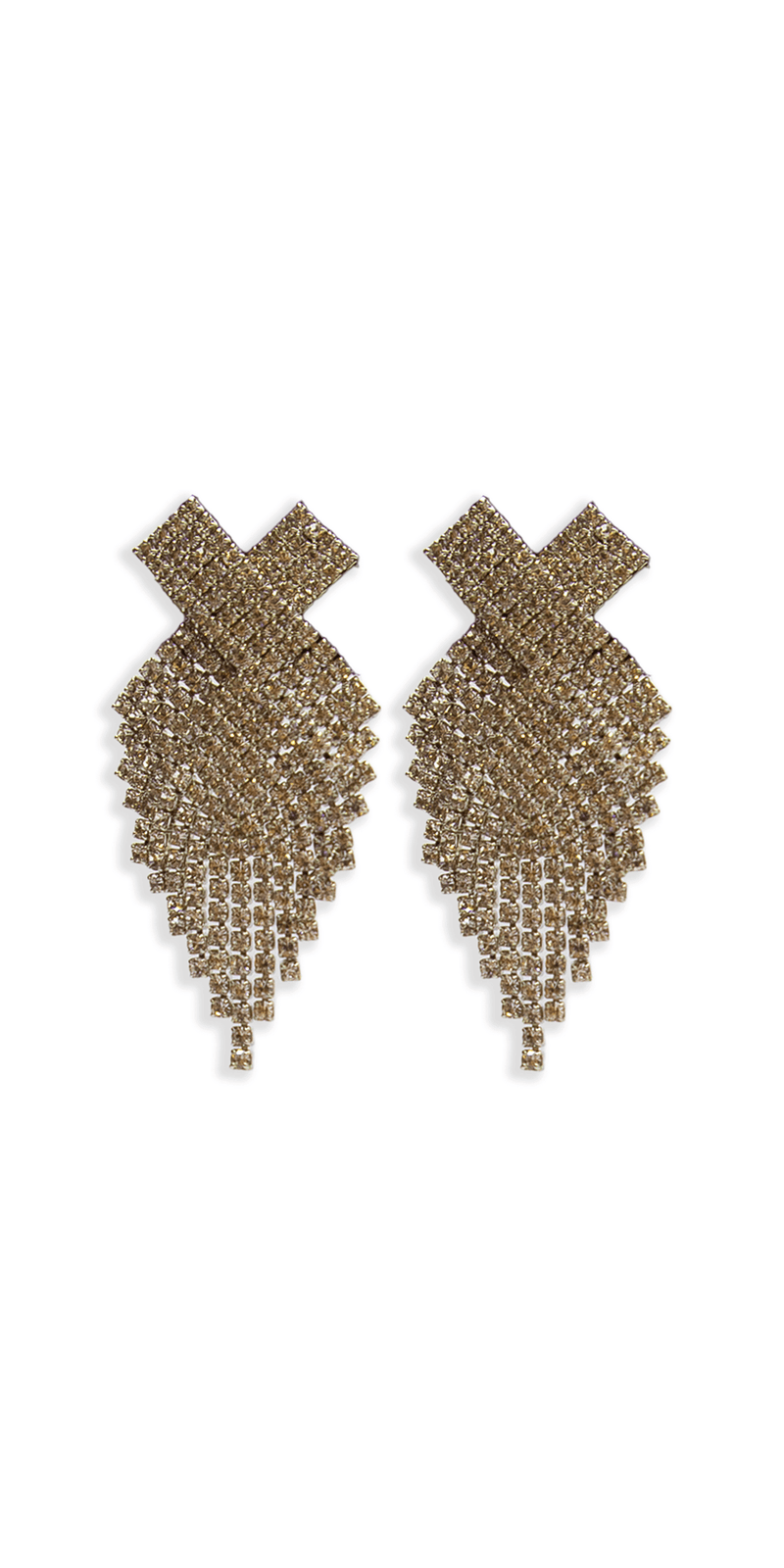 gold/one size/Camille La Vie/X Rhinestone Graduated Earrings /front