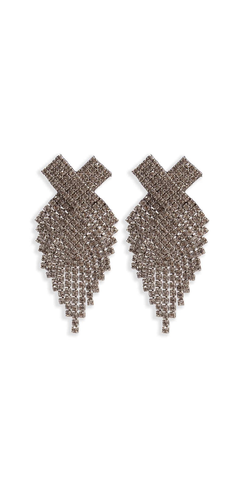 silver/one size/Camille La Vie/X Rhinestone Graduated Earrings /front