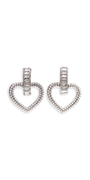 silver/one size/Camille La Vie/Pearl Heart Drop Earrings with Rhinestone Detail /front