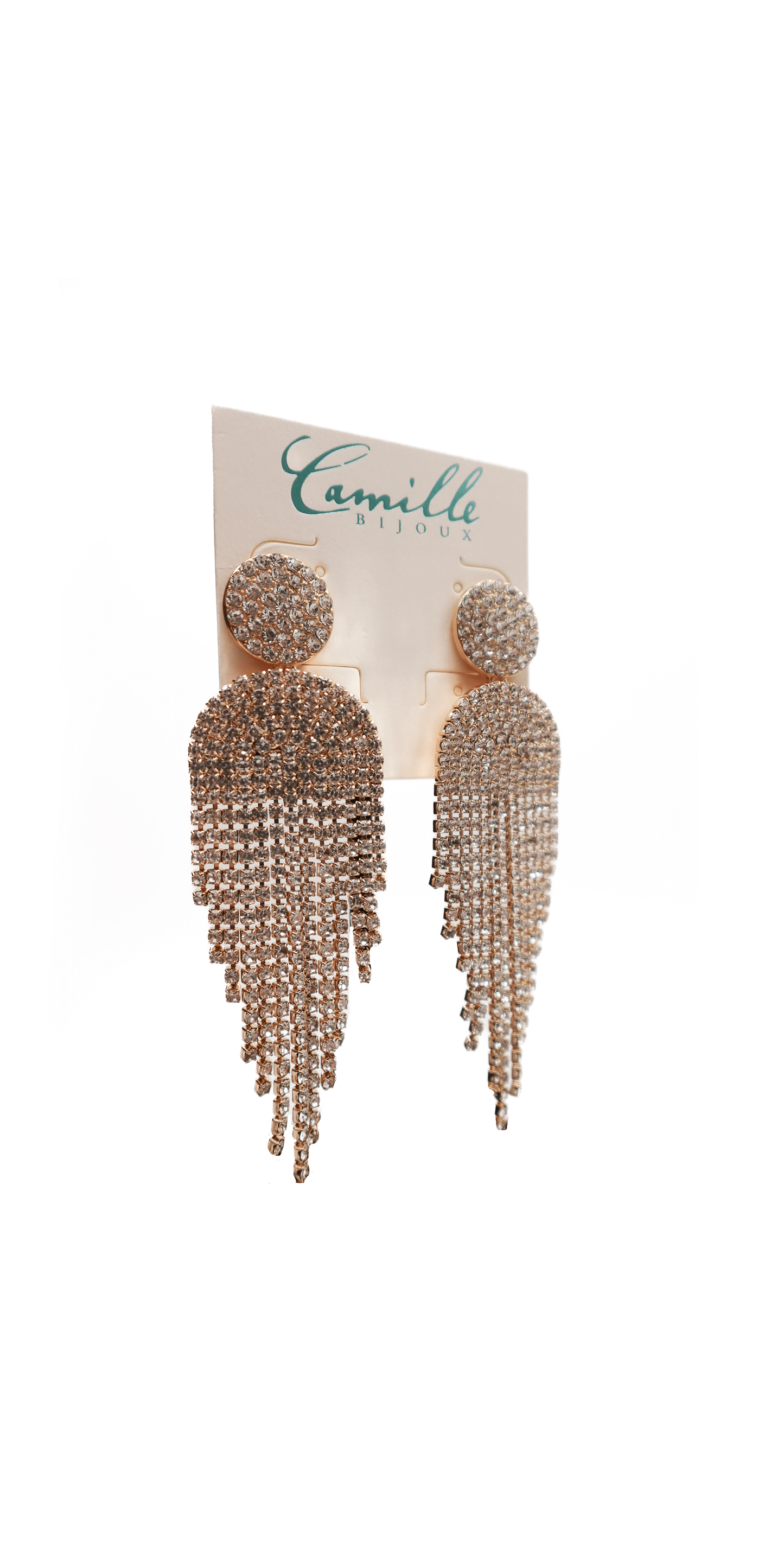 gold/one size/Camille La Vie/Button Post Graduated Rhinestone Earrings / alt 2