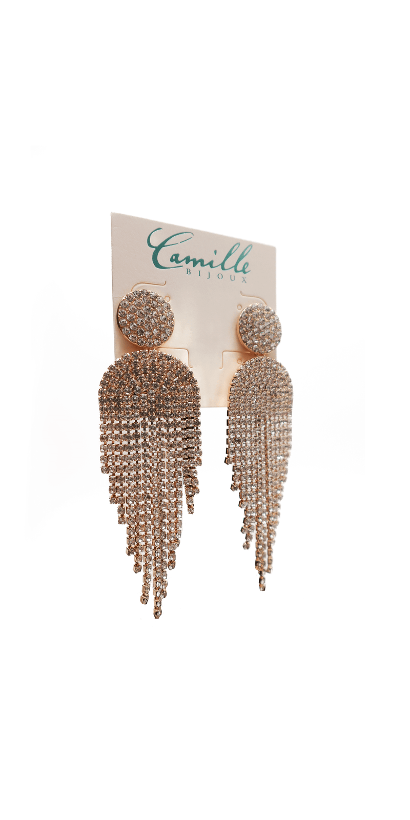 gold/one size/Camille La Vie/Button Post Graduated Rhinestone Earrings / alt 2