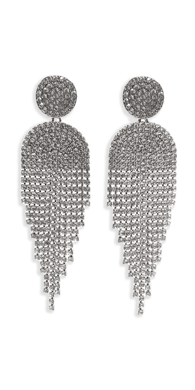 silver/one size/Camille La Vie/Button Post Graduated Rhinestone Earrings /front 