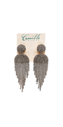 silver/one size/Camille La Vie/Button Post Graduated Rhinestone Earrings /front alt