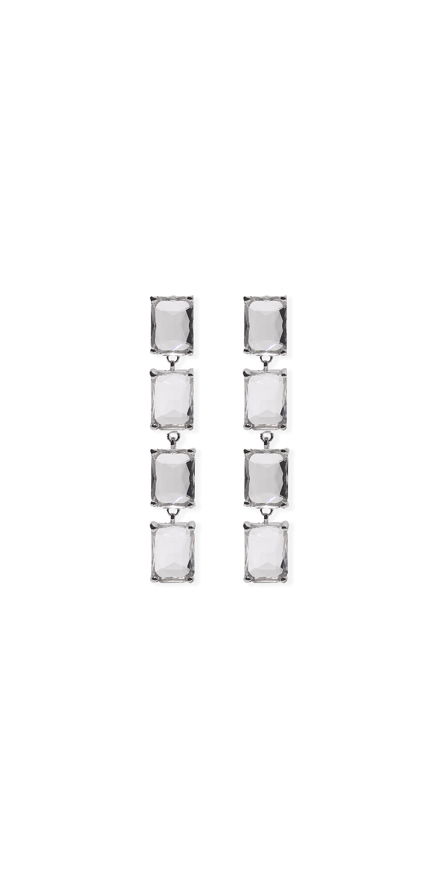 silver/one size/Camille La Vie/Chunky Gemstone Drop Earrings /front 2