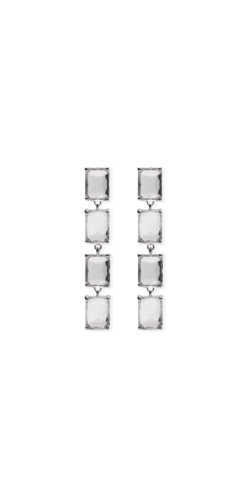 silver/one size/Camille La Vie/Chunky Gemstone Drop Earrings /front 2