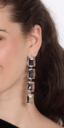 silver/one size/Camille La Vie/Chunky Gemstone Drop Earrings /model close up