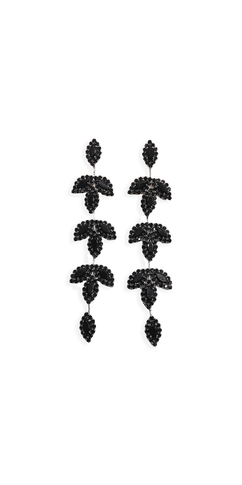 silver/one size/ Camille La Vie/Triple Leaf Linear Drop Earrings /front