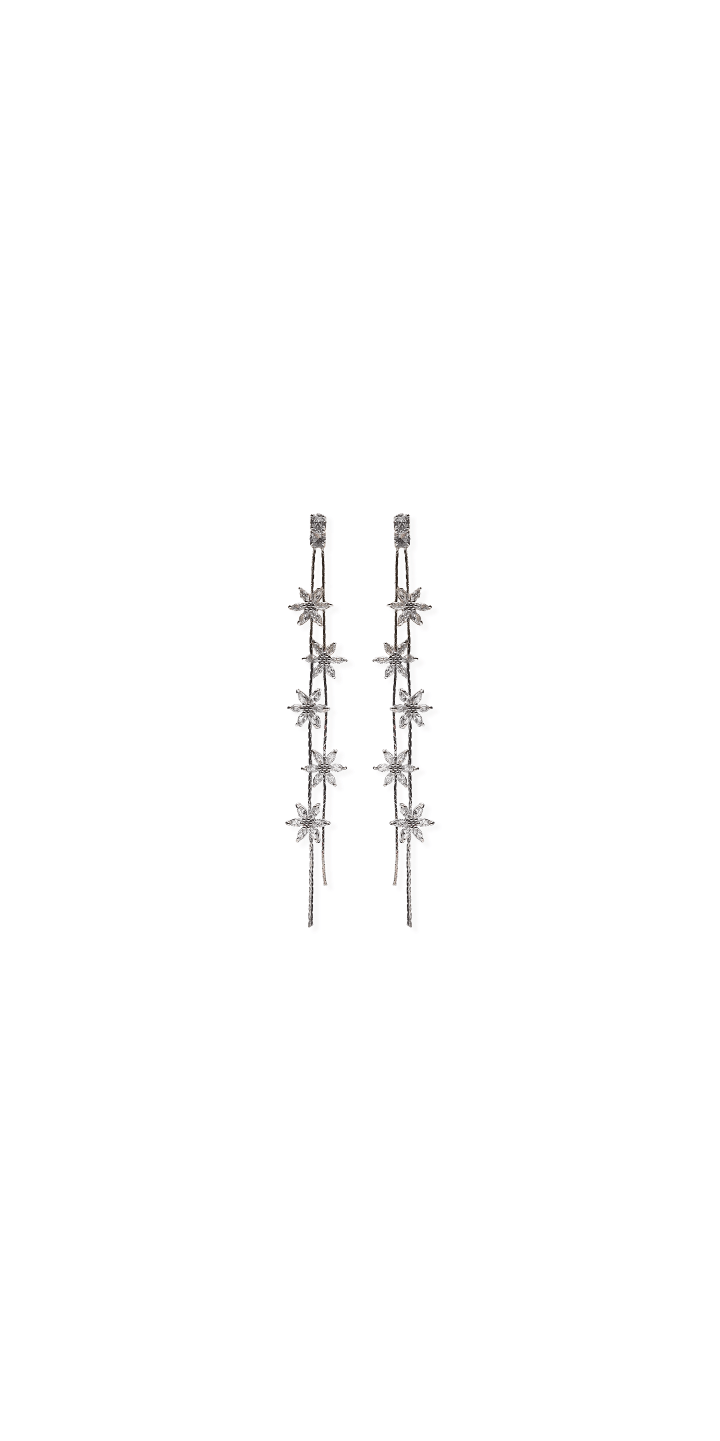 silver/one size/Camille La Vie/Rhinestone Daisy Double Stand Earrings /front