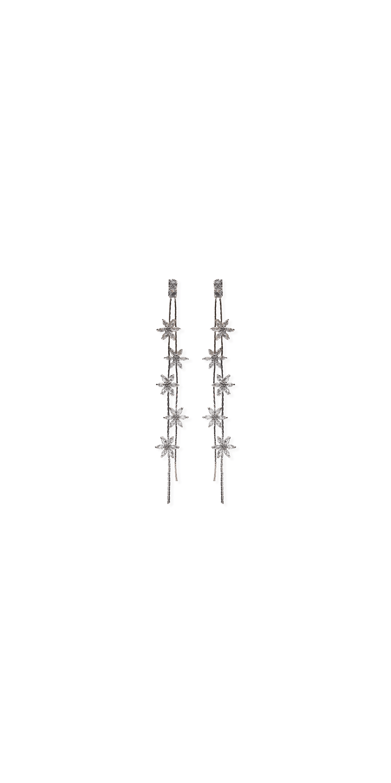 silver/one size/Camille La Vie/Rhinestone Daisy Double Stand Earrings /front