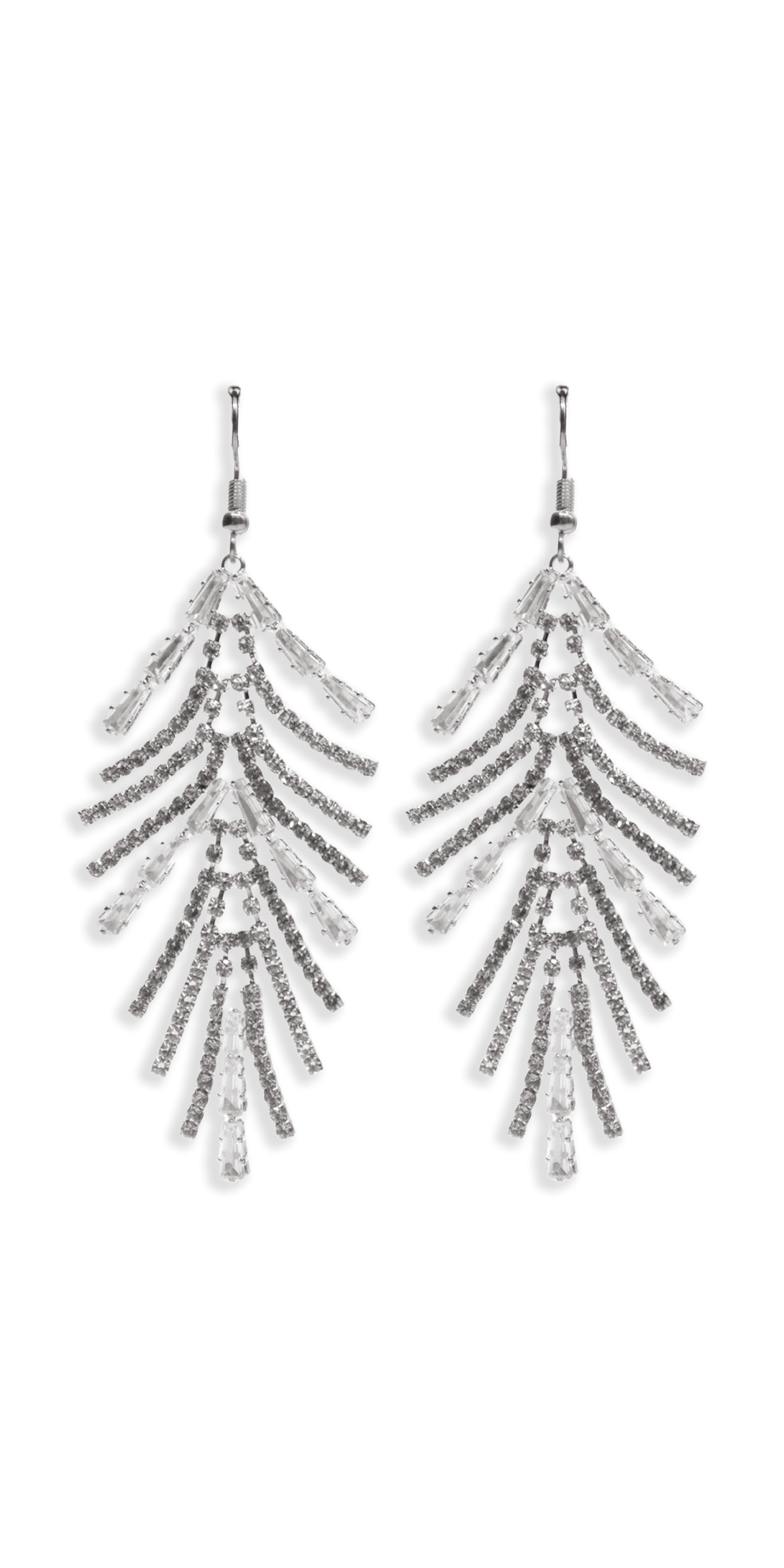 silver/one size/Camille La Vie/Grand Fan Cubic Zirconia Drop Earrings /front