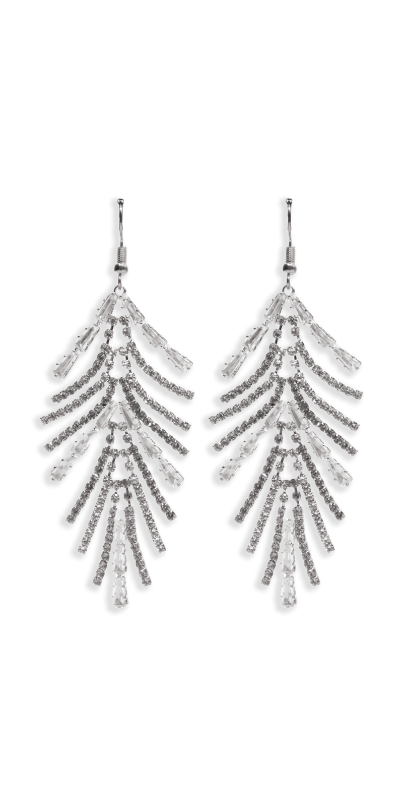 silver/one size/Camille La Vie/Grand Fan Cubic Zirconia Drop Earrings /front