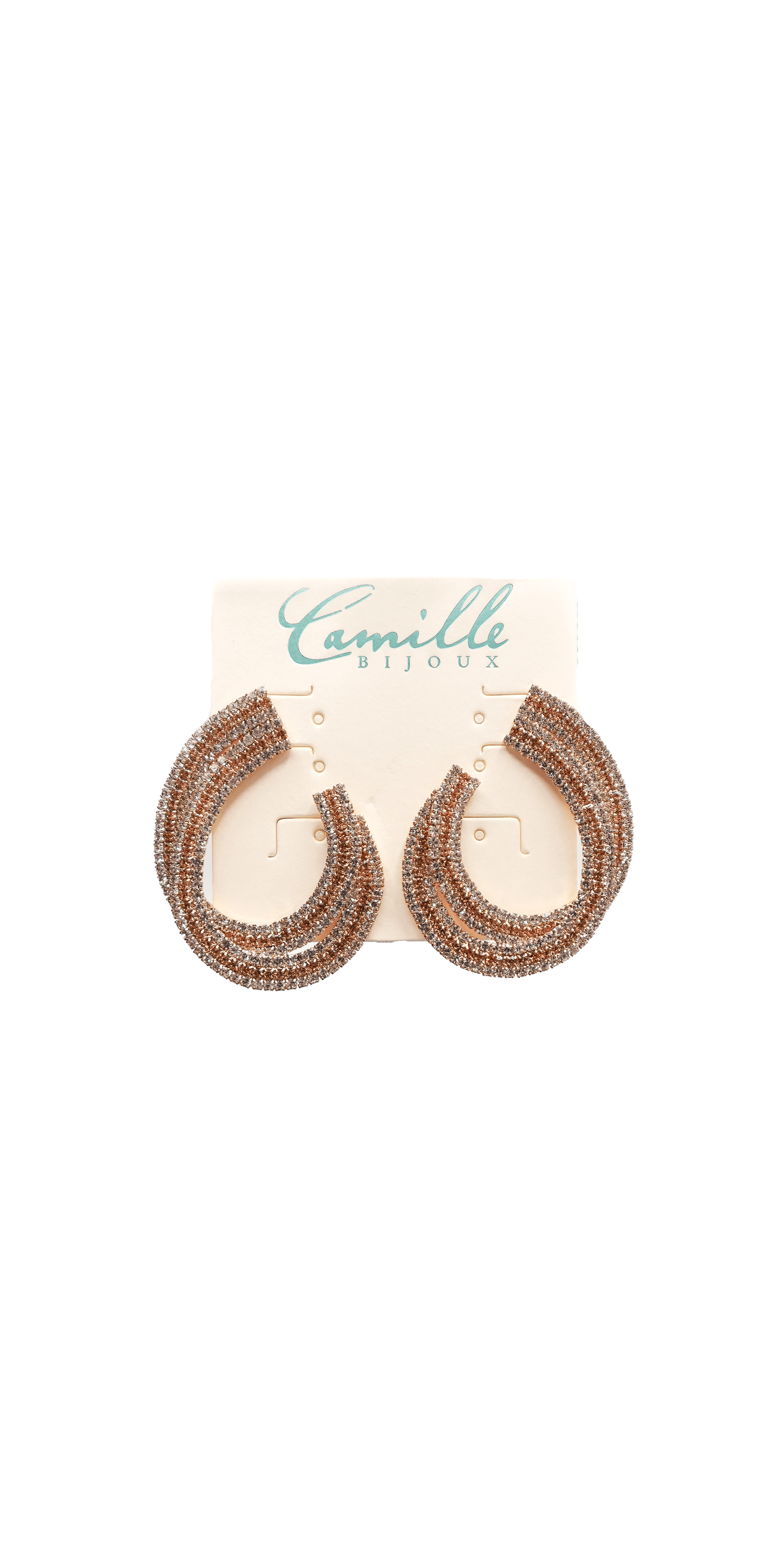gold/one size/Camille La Vie/Crystal Double Swirl Rhinestone Earrings /front alt