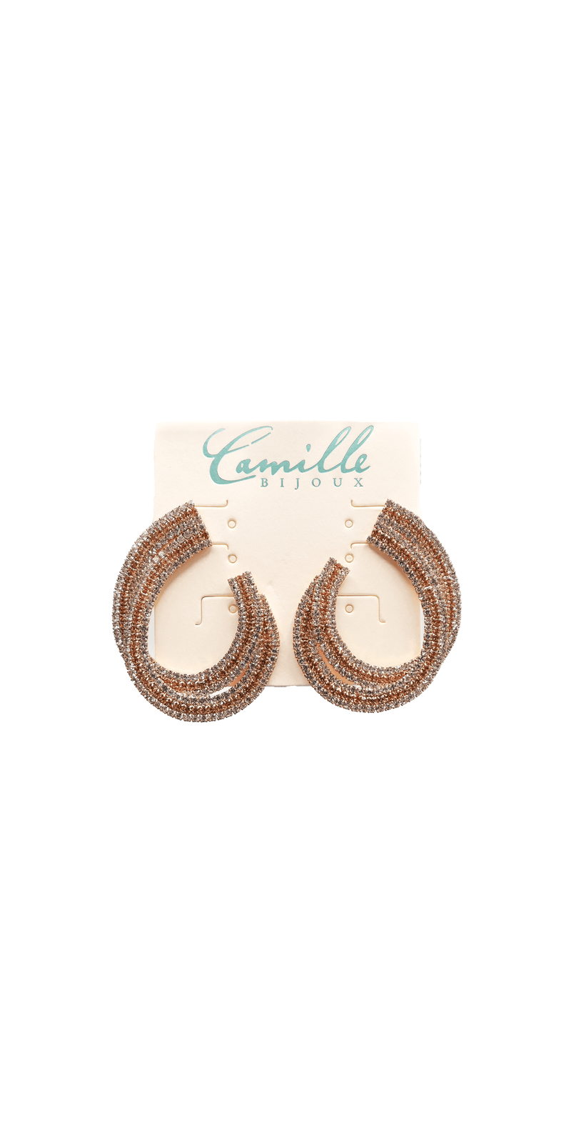 gold/one size/Camille La Vie/Crystal Double Swirl Rhinestone Earrings /front alt